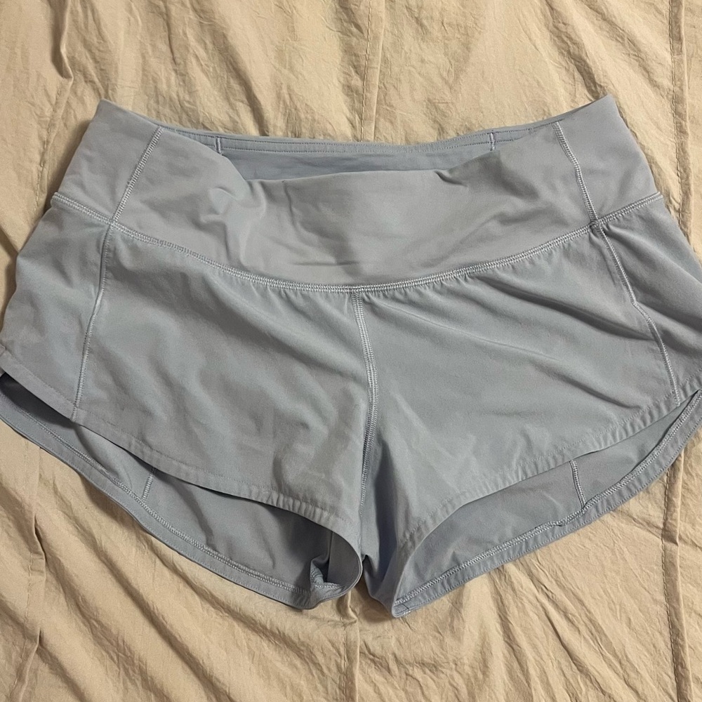 Women's light blue/grey lululemon hotty hot shorts